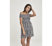 Urban Classics Ladies Smoked Off Shoulder Dress Damen-Kurzes Kleid - schwarz S