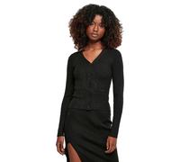 Urban Classics Women's TB4806-Ladies Short Rib Knit Cardigan Sweater, Black, L