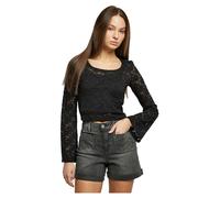 Urban Classics Ladies Cropped Lace Longsleeve in Gr. S in Schwarz