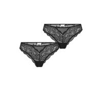 Urban Classics Damen Slips Allover Lace Brazilian - 2er-Pack Schwarz Größe M
