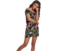 Urban Classics Ladies AOP Off Shoulder Short Jumpsuit Black Flower XS