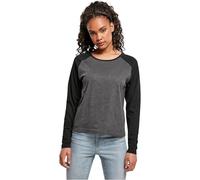 Urban Classics Damen Ladies Contrast Raglan Longsleeve T-Shirt, Charcoal/Black, M
