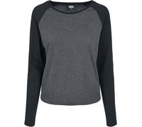 Urban Classics Damen T-Shirt Ladies Contrast Raglan Longsleeve Charcoal/Black 3XL