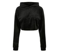 Urban Classics Ladies Cropped Velvet Oversized Hoody in Gr. S in Schwarz