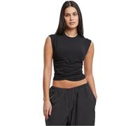 T-Shirt URBAN CLASSICS "Urban Classics Ladies Cropped Wrapped Top", Damen, Gr. XXL, schwarz, 95% Baumwolle, 5% Elasthan, unifarben, slim fit, Rundhals, Shirts T-Shirt (75864606-XXL) schwarz