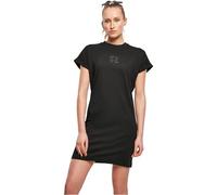 Urban Classics Damen-Kleid Cut On Sleeve Printed Tee Dress Kurzarm 100% Baumwolle Schwarz S