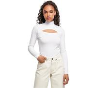 Urban Classics Damen Ladies Cut-Out Turtleneck Longsleeve T-Shirt, White, L
