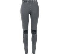 Leggings URBAN CLASSICS "Urban Classics Damen Ladies Cutted Knee Leggings", Damen, Gr. S, US-Größen, acidschwarz, 95% Baumwolle, 5% Elasthan, unifarben, skinny fit, Hosen Leggings (49438405-S) acidsch