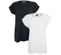 Urban Classics Ladies Extended Shoulder Tee 2-Pack in Gr. 4XL in Schwarz