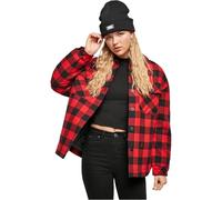 Urban Classics Ladies Flanell Padded Overshirt Black/red 5XL