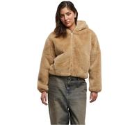 Urban Classics Ladies Full Zip Faux Fur Hoodie Frauen Kapuzenjacke schwarz