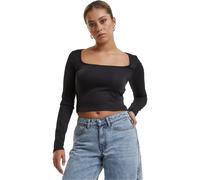 Urban Classics Damen Ladies Glitter Square Neck Longsleeve TB6996 Black-2XL