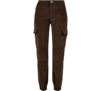 Urban Classics Ladies High Waist Cargo Corduroy Pants Dark Olive 31