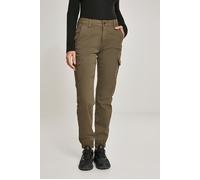 Urban Classics Ladies High Waist Cargo Pants Olive Größe: 31 | Cargohosen Outlet | Damen | Grün