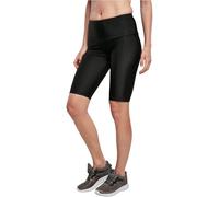 Urban Classics Damen-Cycle-Shorts High Waist glänzende Ripp-Optik Schwarz Gr. M