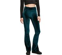Urban Classics Ladies High Waist Velvet Boot Cut Leggings Damen-Leggings - petrol S