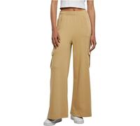 Urban Classics Ladies Highwaist Wide Leg Cargo Terry Pants in Gr. S in Beige