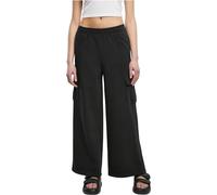Urban Classics Damen Hose Ladies Highwaist Wide Leg Cargo Terry Pants Black-XL