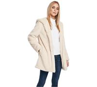 Urban Classics Damen Teddyjacke Plüsch Fleece mit Kapuze Kunstfell Offwhite S