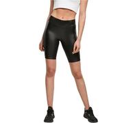 Urban Classics Damen Shorts Ladies Imitation Leather Cycle Shorts Black-M