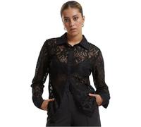 Klassische Bluse URBAN CLASSICS "Urban Classics Ladies Lace Blouse", Damen, Gr. S, schwarz, 91% Polyamid, 9% Elasthan, Blusen (21520711-S) schwarz