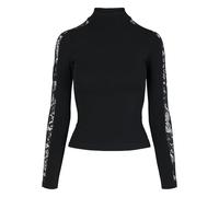 Urban Classics Langarmshirt Damen Spitze gestreift Slim Fit Schwarz Größe 5XL