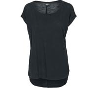 Kurzarmshirt URBAN CLASSICS "Urban Classics Damen Ladies Long Back Shaped Slub Tee", Damen, Gr. S, schwarz, 100% Baumwolle, unifarben, loose fit, U-Boot-Ausschnitt, Shirts (17027424-S) schwarz