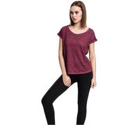Urban Classics Ladies Long Back Shaped Spray Dye Tee in Gr. XL in Rot