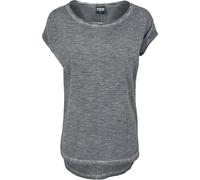 Kurzarmshirt URBAN CLASSICS "Urban Classics Damen Ladies Long Back Shaped Spray Dye Tee", Damen, Gr. S, schwarzgrau, 100% Baumwolle, loose fit, U-Boot-Ausschnitt, Shirts (24797821-S) schwarzgrau