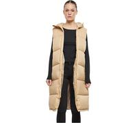 Urban Classics Damen lange Pufferweste mit Kapuze unionbeige S