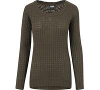 Urban Classics Damen-Strickpullover Ladies Long Wideneck Sweater – oliv – Größe S