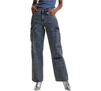 Urban Classics Ladies Loose Utility Denim Pants Dirty Washed, 29