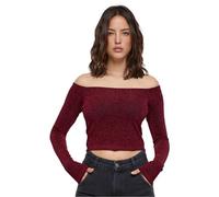 Urban Classics Ladies Off Shoulder Glitter Longsleeve in Gr. XL in Rot