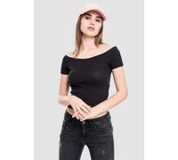Urban Classics - Ladies Off Shoulder Rib Black - T-Shirt - Schwarz - S - 97% Baumwolle, 3% Elastan,Jersey Schwarz S