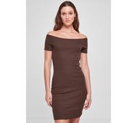 Urban Classics - Ladies Off Shoulder Rib Brown - Kleid - Braun - L - 97% Baumwolle, 3% Elastan,Jersey Braun L