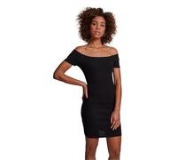 Urban Classics Ladies Off Shoulder Rib Dress Frauen Kurzes Kleid schwarz