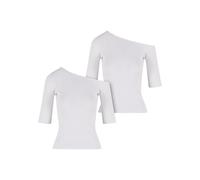 Urban Classics Damen Ladies Organic Asymmetric Rib Tee 2-Pack TB7096A White-XL