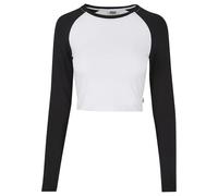 Urban Classics Ladies Organic Cropped Retro Baseball Longsleeve Frauen Langarmshirt weiß/schwarz XXL