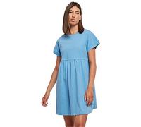 Urban Classics Damenkleid – Ladies Organic Empire Valance Tee Dress, Volant, Loose Fit, Blau L