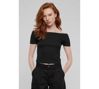 Urban Classics - Ladies Organic Off Shoulder Rib Black - T-Shirt - Schwarz - XL - 95% Baumwolle, 5% Elastan Schwarz XL