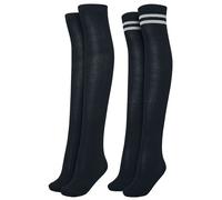 Urban Classics Ladies Overknee Socks 2-Pack Damen-Kniestrümpfe - schwarz schwarz grau EU 36-39