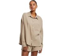 Urban Classics Ladies Oversized Musselin Blouse Frauen Langarmhemd schwarz