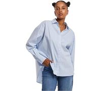 Urban Classics Damen Oversized gestreifte Bluse puderblau/weiß S