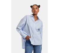 Klassische Bluse URBAN CLASSICS "Urban Classics Ladies Oversized Striped Blouse", Damen, Gr. S, powderblau, weiß, 69% Baumwolle, 29% Polyester, 2% Elasthan, Blusen (69951569-S) powderblau, weiß