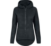 Urban Classics TB1728 Ladies Polar Fleece Zip Hoodie - Damen Outdoor Fleecejacke einfarbig mit Kapuze und verlängertem Rückenteil - black, Größe M
