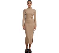 Urban Classics Ladies Rib Longlseeve Mockneck Dress beigemelange, XS