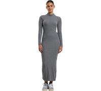 Urban Classics - Ladies Rib Longsleeve Mockneck Darkgreymelange - Kleid - Grau - XS - 80% Polyester, 20% Viskose,Strickwaren Grau XS