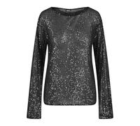 Longsleeve URBAN CLASSICS "Urban Classics Ladies Sequins Longsleeve", Damen, Gr. XS, schwarz, 100% Kunststoff, unifarben, klassisch, loose fit, Rundhals, Langarm, Shirts (71854138-XS) schwarz