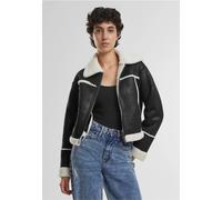Urban Classics - Ladies Shearling Black/Whitesand - Jacke - Schwarz - S - 100% Polyester,Kunstleder Schwarz S