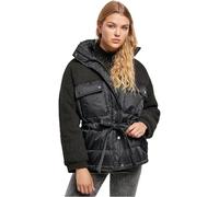 Urban Classics Damen Winter-Jacke Sherpa Mix Puffer Jacket TB3768 Schwarz Black 4XL